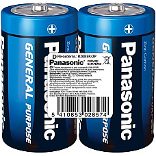 Батарейка Panasonic GENERAL PURPOSE вугільно-цинкова D(R20) плівка, 2 шт.