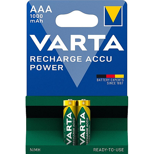 Аккумулятор Varta NI-MH Power AAA 1000мА•ч, 2шт