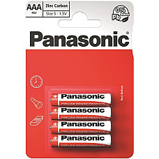 Батарейка Panasonic RED ZINC вугільно-цинкова AAA(R3) блістер, 4 шт.