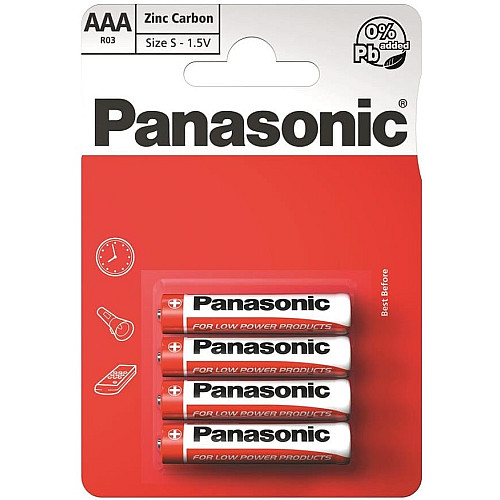 Батарейка Panasonic RED ZINC вугільно-цинкова AAA(R3) блістер, 4 шт.
