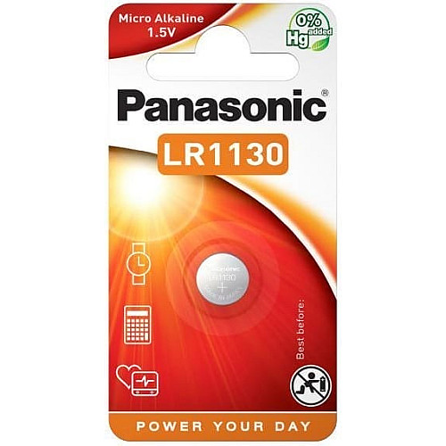 Батарейка Panasonic щелочная LR1130(389, V10GA, AG10, RW49, G10, GP89A, LR54) блистер, 1 шт.