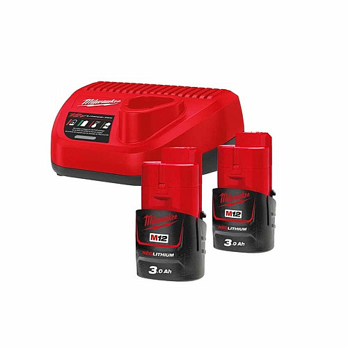 Набор аккумулятора и зарядного устройства Milwaukee NRG-302 12В 2х3Ач Redlithium M12 ЗП С12C