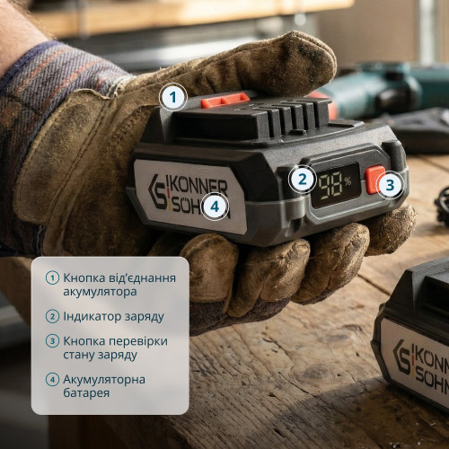 Набір акумулятора та зарядного пристрою Konner&Sohnen KS 20V4-1-DUAL 20В 2х4А·год