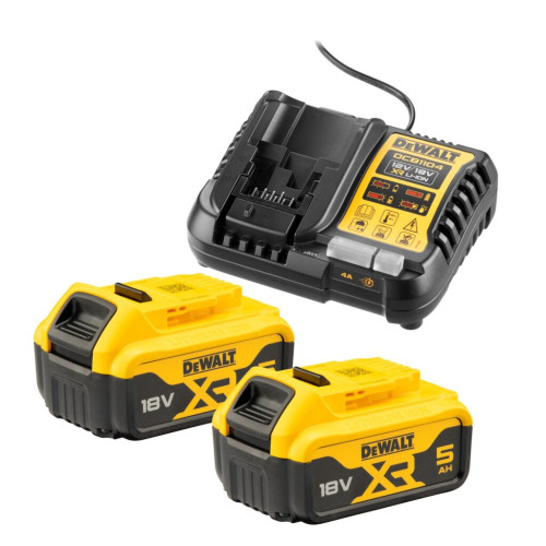 Набір акумулятора та зарядного пристрою DeWalt 12В/18В 4А, 18В акб 2х5А·год DCB184