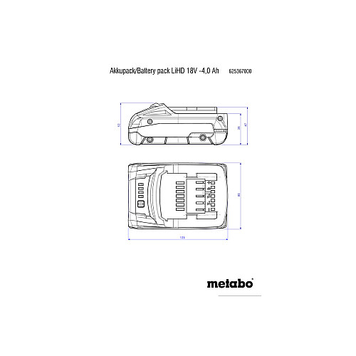 Акумулятор Metabo LIHD 18В 4А·год 0.58кг