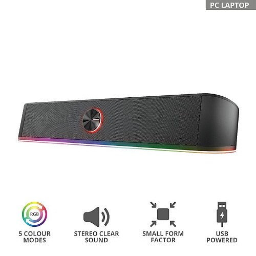 Акустическая система Trust GXT 619 Thorne Саундбар, USB/AUX, RGB, черный