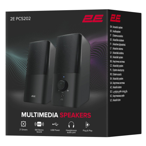 Акустична система 2E PCS202, 2.0, USB, Black
