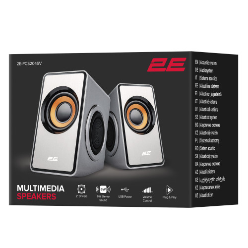 Акустична система 2E PCS204, 2.0, USB, Silver