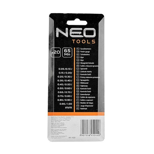 Щупи вимірювальні Neo Tools, 0.05-1.0мм, набір 20шт