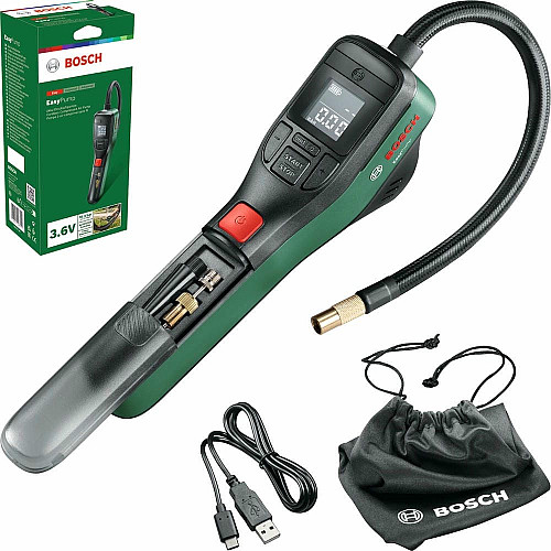 Компресор автомобільний акумуляторний Bosch EasyPump, 3.6 В, 3А·год, 10.3 бар, 10 л/хв, 0.4кг
