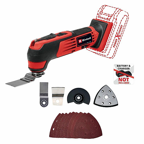 Многофункциональный инструмент Einhell TE-MG 18/1 Li - Solo PXC 18В аккумуляторный реноватор набор насадок 0.83кг без АКБ и ЗП