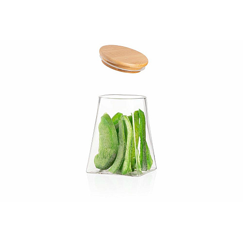 Банка для хранения ARDESTO Midori, 740мл, стекло, бамбук, конусная, прозрачная