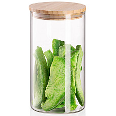 Банка для зберігання ARDESTO Midori, 760мл, скло, бамбук, кругла, прозорий
