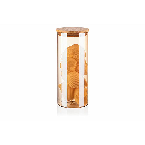 Банка для зберігання ARDESTO Golden Moon, 1000мл, скло, бамбук, кругла, золотистий