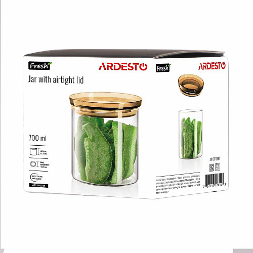 Банка для зберігання ARDESTO Fresh 700мл, скло, пластик, прозорий