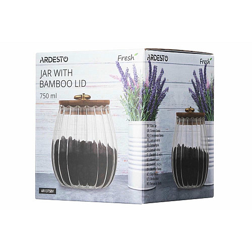 Банка для зберігання ARDESTO Fresh Vintage, 750мл, скло, бамбук, прозорий