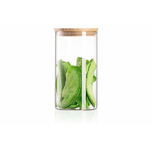Банка для хранения ARDESTO Midori, 760мл, стекло, бамбук, круглая, прозрачный