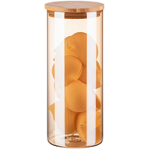 Банка для зберігання ARDESTO Golden Moon, 1000мл, скло, бамбук, кругла, золотистий