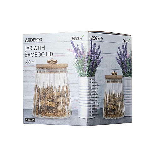Банка для хранения ARDESTO Fresh Vintage, 650мл, стекло, бамбук, прозрачный