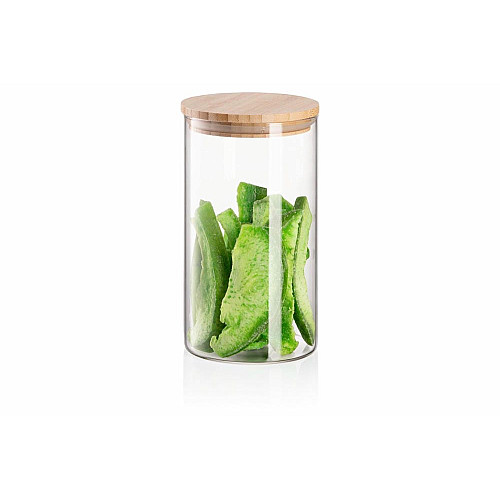Банка для хранения ARDESTO Midori, 760мл, стекло, бамбук, круглая, прозрачный