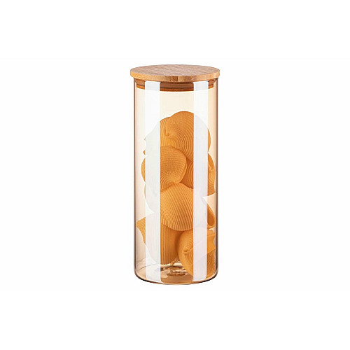 Банка для зберігання ARDESTO Golden Moon, 1000мл, скло, бамбук, кругла, золотистий