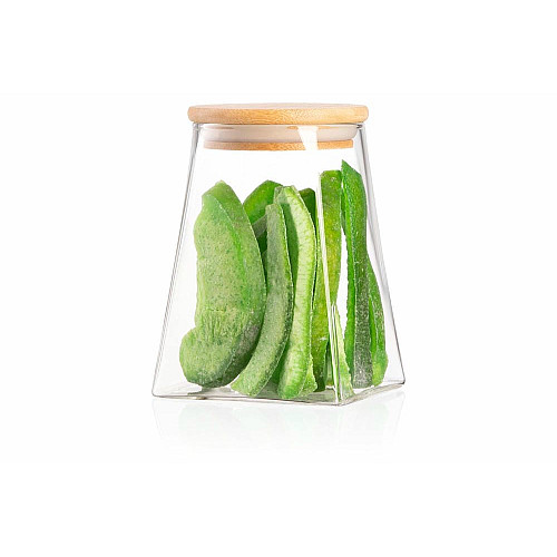 Банка для хранения ARDESTO Midori, 740мл, стекло, бамбук, конусная, прозрачная