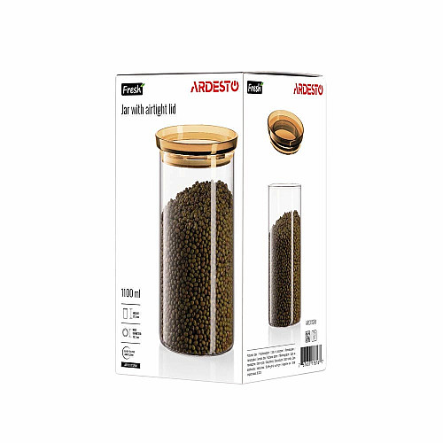 Банка для зберігання ARDESTO Fresh 1100мл, скло, пластик, прозорий