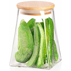 Банка для зберігання ARDESTO Midori, 740мл, скло, бамбук, конусна, прозорий