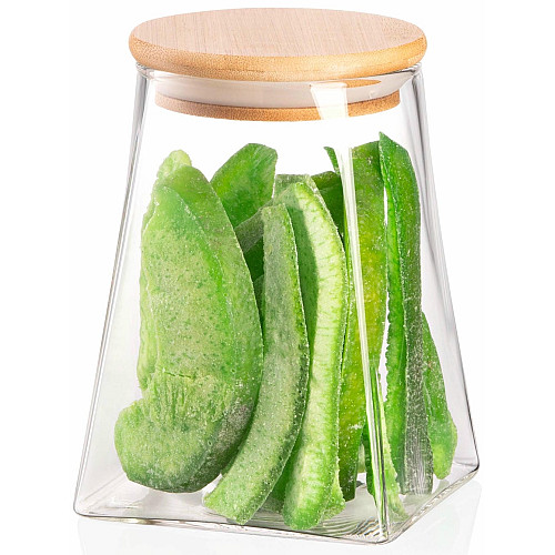 Банка для хранения ARDESTO Midori, 740мл, стекло, бамбук, конусная, прозрачная