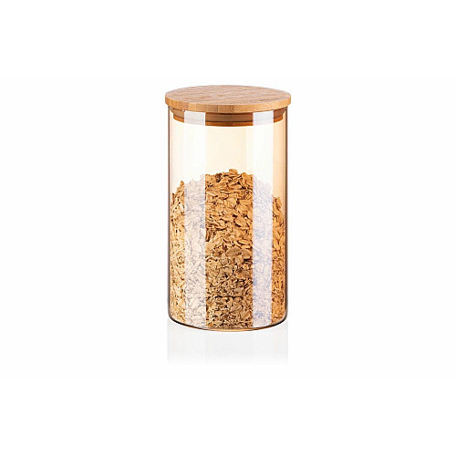 Банка для хранения ARDESTO Golden Moon, 760мл, стекло, бамбук, круглая, золотистый