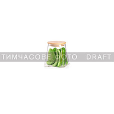Банка для зберігання ARDESTO Midori 700мл, скло, бамбук, конусна, прозорий