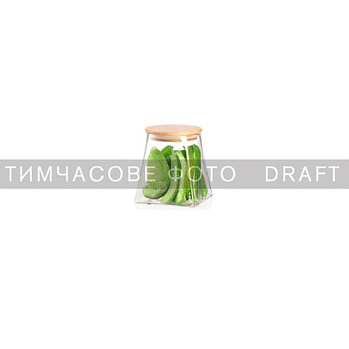 Банка для хранения ARDESTO Midori 700мл, стекло, бамбук, конусная, прозрачный