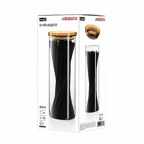 Банка для хранения ARDESTO Fresh 1600мл, стекло, пластик, прозрачный