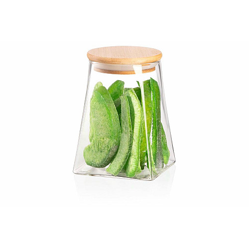 Банка для хранения ARDESTO Midori, 740мл, стекло, бамбук, конусная, прозрачная