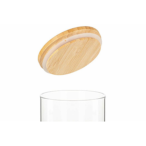 Банка для хранения ARDESTO Midori, 1300мл, стекло, бамбук, круглая, прозрачный