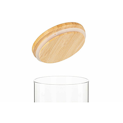 Банка для хранения ARDESTO Midori, 760мл, стекло, бамбук, круглая, прозрачный