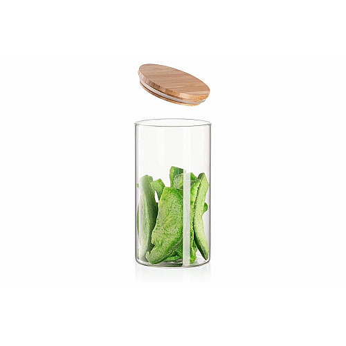 Банка для хранения ARDESTO Midori, 760мл, стекло, бамбук, круглая, прозрачный