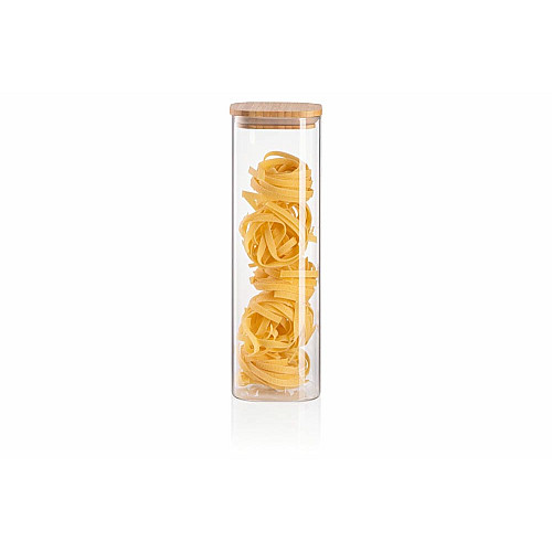 Банка для хранения ARDESTO Midori, 1300мл, стекло, бамбук, квадратная, прозрачный