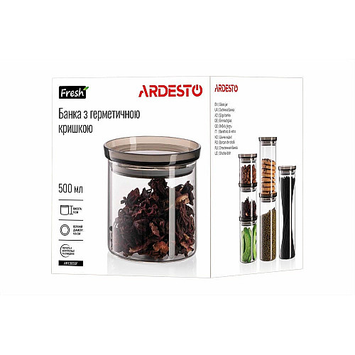 Банка для хранения ARDESTO Fresh, 500мл, стекло, пластик, прозрачный