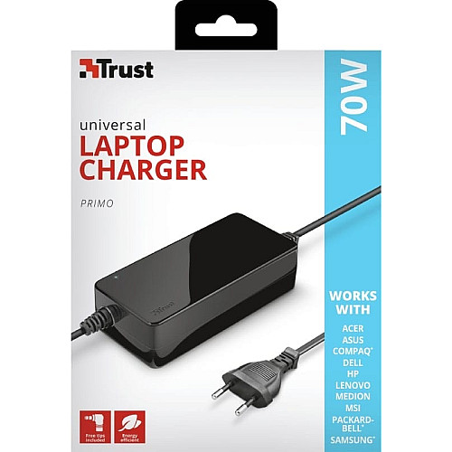Адаптер живлення Trust Primo 70W-19V Universal Laptop Charger, чорний