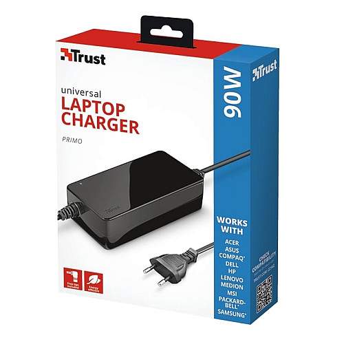 Адаптер питания Trust Primo 90W-19V Universal Laptop, черный