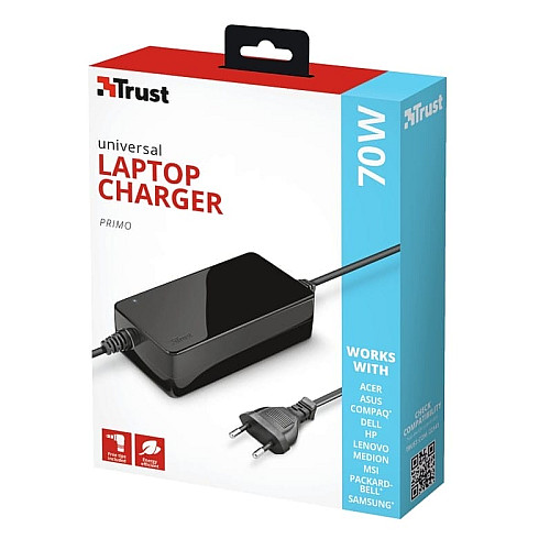 Адаптер живлення Trust Primo 70W-19V Universal Laptop Charger, чорний