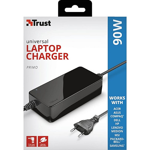 Адаптер питания Trust Primo 90W-19V Universal Laptop, черный