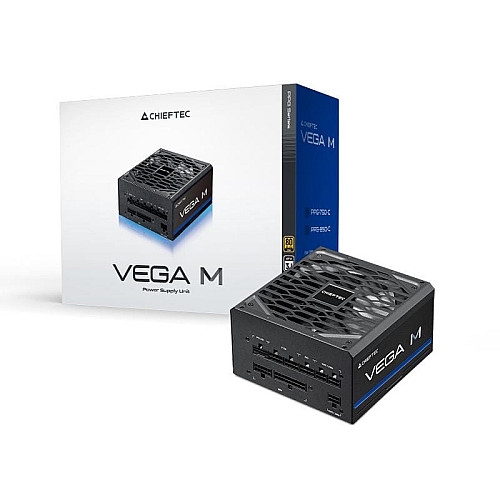 Блок питания CHIEFTEC Vega M (750W), >90%, 80+ Gold, 135мм FDB, 1xMB 24pin(20+4), 2xCPU 8pin(4+4), 3xMolex, 6xSATA, 4xPCIe 8pin(6+2), 1xPCI