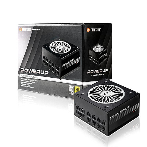 Блок питания CHIEFTEC PowerUP (850W), >90%, 80+ Gold, 120мм, 1xMB 24pin(20+4), 2xCPU 8pin(4+4), 3xMolex, 9xSATA, 6xPCIe 8pin(6+2), Fully Modular