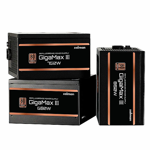 Блок питания Zalman Gigamax 3 (850W), 88%, 80+ Bronze, 120мм, 1xMB 24pin(20+4), 2xCPU (8pin(4+4)+8pin), 3xMolex, 6xSATA, 4xPCIe 8pin(6+2)