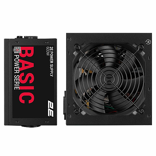 Блок живлення 2E Basic Power  (600W), >80%, 120мм, 1xMB 24pin(20+4), 1xCPU 8pin(4+4), 3xMolex, 4xSATA, 2xPCIe 8pin(6+2)