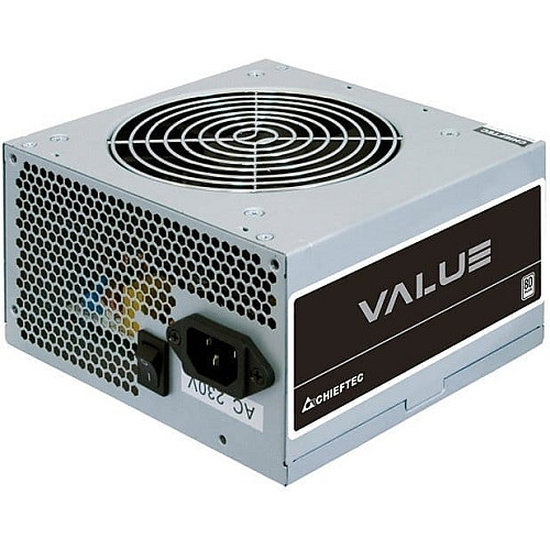 Блок питания CHIEFTEC Value (400W), >80%, 80+ White(230V Only), 120мм, 1xMB 24pin(20+4), 1xCPU 8pin(4+4), 2xMolex, 3xSATA, 1xPCIe 8pin(6+2)