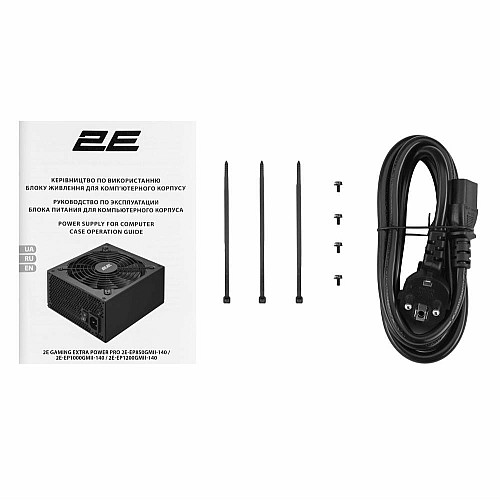 Блок живлення 2E GAMING Extra Power Pro ATX3.1 GEN5.0  (1000W), >90%, 80+ Gold, 140мм, 1xMB 24pin(20+4), 2xCPU 8pin(4+4), 3xMolex, 6xSATA, 4xPCIe 8pin(6+2), 1xPCIe GEN5 16pin, Full Modular