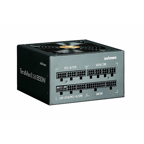 Блок питания Zalman Teramax II SE (850W) 89%, 80+ Gold, 120мм, 1xMB 28pin (18+10), 2xCPU(4pin+ 4pin), 3xMolex, 12xSATA, 4xPCIe 8pin(6+2), 1xPCI